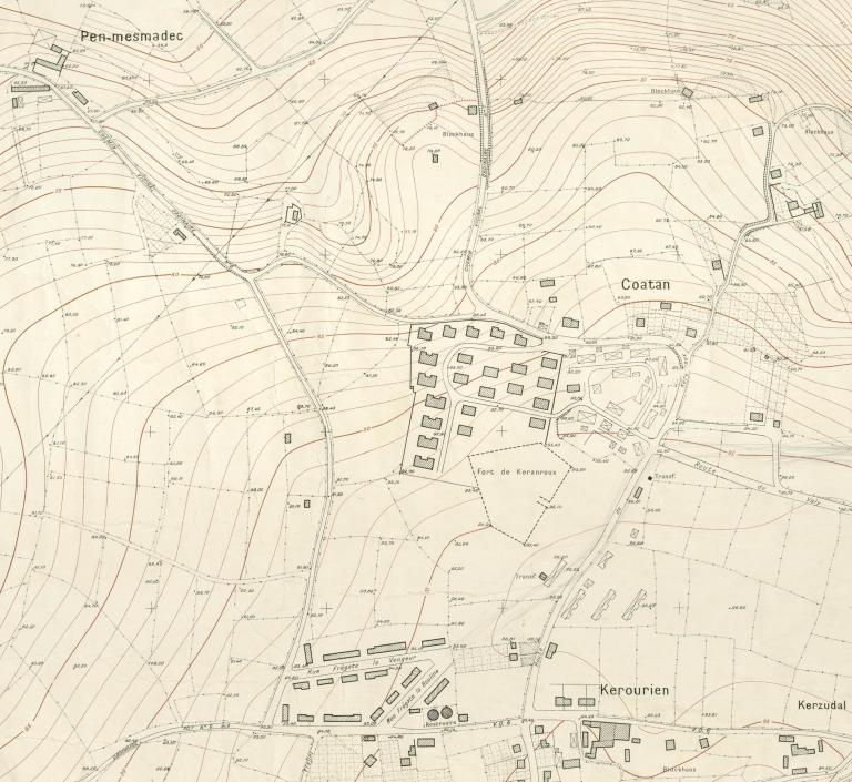 Ensemble fortifié (B 47), Keranroux - Menguen, sur la crête à l'ouest de la route de Guilers (actuelle rue de Kerléo) (Brest)