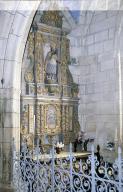 Autel, retable, gradin d'autel, tableau (autel secondaire, autel tombeau, retable architecturé à niche, tableau d'autel), de saint Nicolas, (anciennement retable numéro 4), église paroissiale Notre-Dame-de-Roscudon (Pont-Croix)