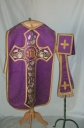 Ornement violet 2 : chasuble, étole, bourse du corporal