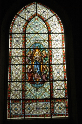 Verrière à personnages de la baie 4 : Scènes de la vie de la Vierge, aujourd'hui Assomption