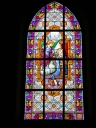 Ensemble de 4 verrières à personnages des baies 7, 9, 11, 13 : Annonciation, Adoration des mages, Présentation au temple, Assomption