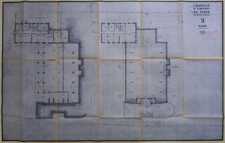 La chapelle - salle audiovisuelle (disparue) de la cité scolaire Kerichen, dite aussi "Campus Kerichen" (Brest)