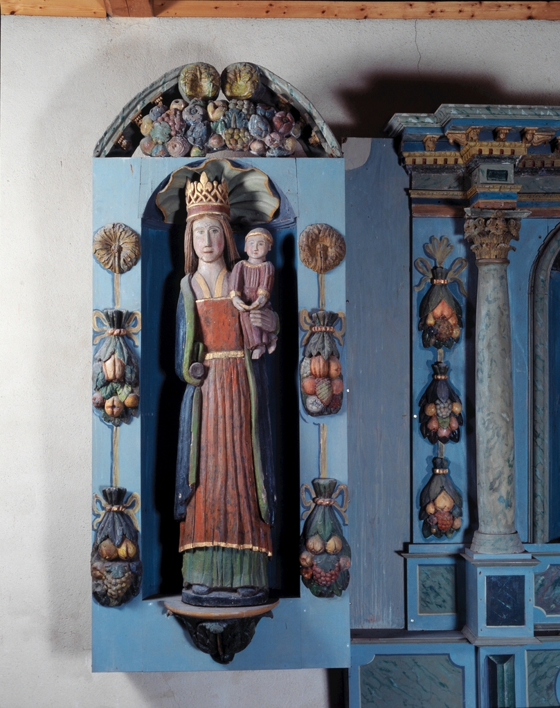 Statue (petite nature) : Vierge à l'enfant (retable), chapelle Saint-Guénaël (Cléguer)