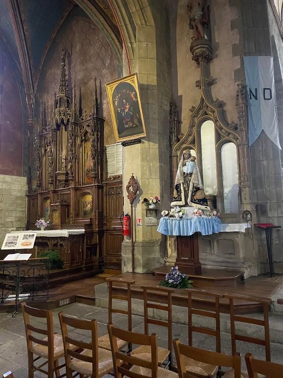 Ensemble de l'autel de la Vierge : autel, tabernacle, retable, gradin d'autel, 2 degrés d'autel, basilique Notre-Dame-de-La-Guerche (La Guerche-de-Bretagne)