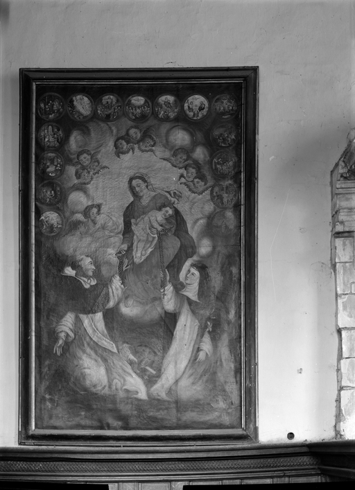 Tableau : Donation du rosaire à saint Dominique et sainte Catherine de Sienne, église Notre-Dame de la Tronchaye (Rochefort-en-Terre)