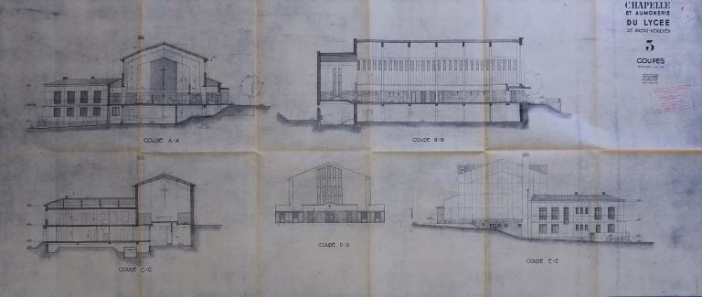 La chapelle - salle audiovisuelle (disparue) de la cité scolaire Kerichen, dite aussi "Campus Kerichen" (Brest)