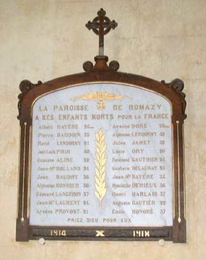 Tableau commémoratif des morts de la guerre 1914-1918