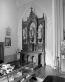 Autel (2), retable (2), groupe sculpté, statue (5, autel secondaire, autel table, retable architecturé à niche), église paroissiale Notre-Dame (Le Quiou)
