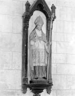 Statue (petite nature) : saint Corentin, église Saint-Mélar (Meilars)