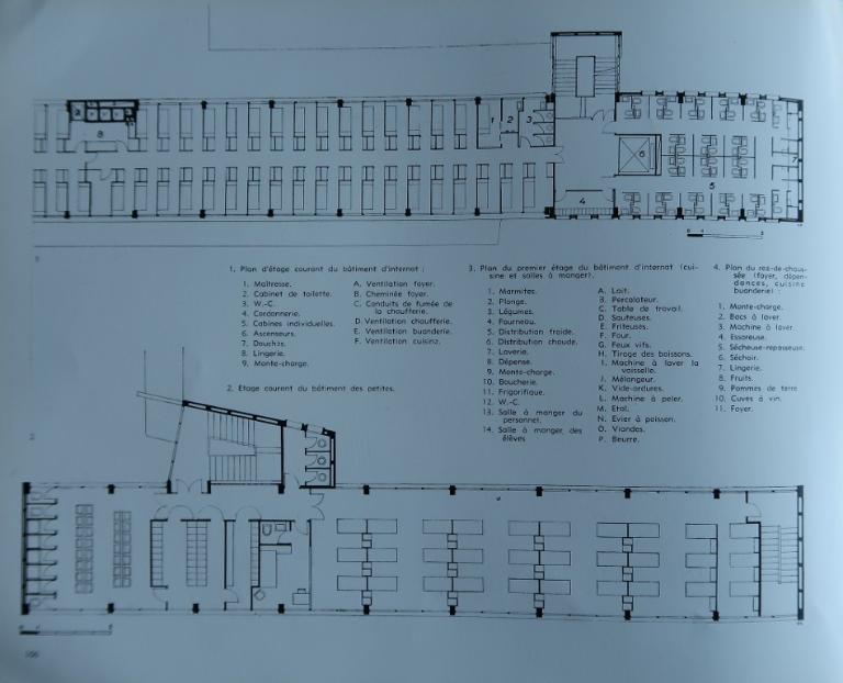 Les bâtiments de l'internat de 1958, du Lycée Auguste Brizeux, 6 rue Bourg-les-Bourgs (Quimper)