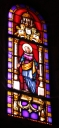Ensemble de la verrière à personnages de la baie 0 : Immaculée Conception et des 6 verrières décoratives des baies 1 à 5 et 00