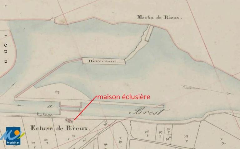 Canal de Nantes à Brest, site de l'écluse n° 22, Rieux (Saint-Congard)