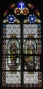 Ensemble de 2 verrières à personnages : Saint Pierre ; Saint Cornély ; Sainte Hélène ; Saint Mathurin