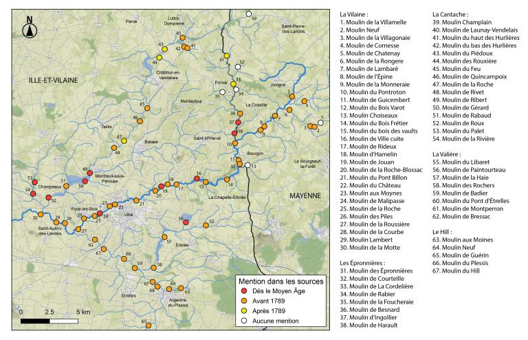 Les moulins du bassin hydrographique de la Haute-Vilaine