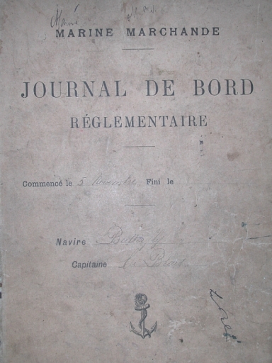Livre de bord de la goélette "Butterfly"