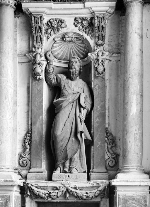 Statue (petite nature) : saint Paul, église paroissiale Saint-Pierre (Ploërdut)