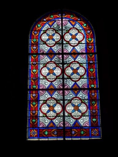 Ensemble de 5 verrières des baies 5 à 10 (verrière historiée, rose)