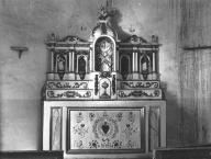 Autel, tabernacle, gradins d'autel (2) (maître-autel, tabernacle à ailes), chapelle Saint-Isidore, le Bas Trézon (Monteneuf)