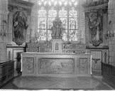 Autel, retable (maître-autel, autel tombeau, retable cadre), église paroissiale Saint-Annouarn (Peumérit)