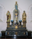 Ensemble de l'autel de la Vierge : autel, 2 gradins d'autel, tabernacle, degré d'autel