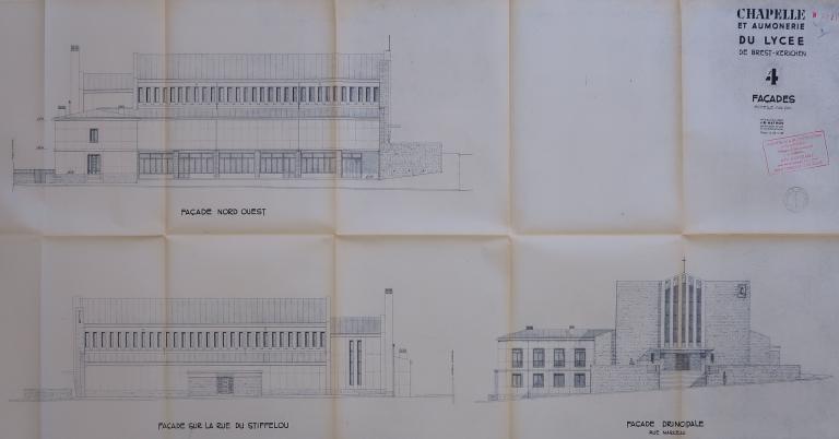 La chapelle - salle audiovisuelle (disparue) de la cité scolaire Kerichen, dite aussi "Campus Kerichen" (Brest)