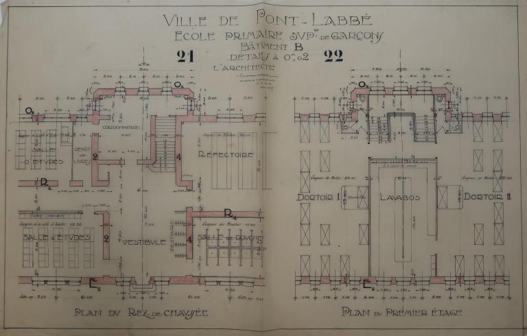 Bâtiments de l'ancienne école primaire supérieure, lycée Laënnec, 61 rue du Lycée (Pont-L'Abbé)