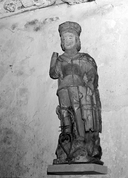 Statue (d'applique, petite nature) : saint Michel terrassant le dragon, chapelle Saint-Jean (Séglien)