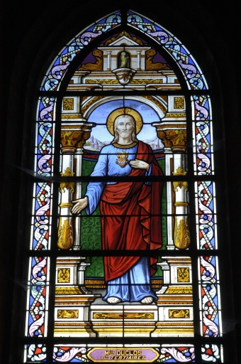 4 verrières, baies 1 à 4 : Sacré coeur ; Saint Pierre ; Immaculée conception ; La mort de saint Joseph