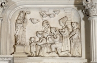 Ensemble de 2 bas-reliefs : Histoire de la cane de Montfort