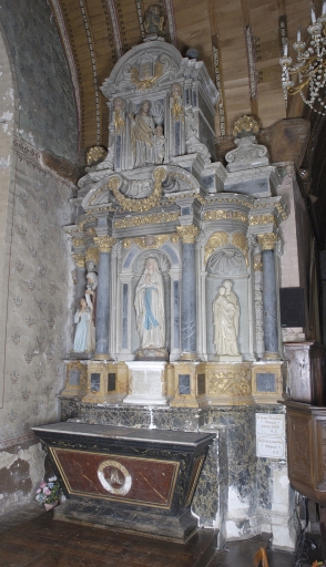 Ensemble de l'autel de la Vierge : autel, retable, 2 degrés d'autel