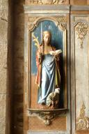 Statue (petite nature, d'applique) : sainte Catherine d'Alexandrie, église Saint-Mélar (Meilars)