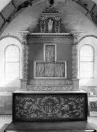 Autel, retable, gradins d'autel (2), devant d' autel (autel secondaire, autel tombeau, retable architecturé), église paroissiale Notre-Dame-de-Croas-Batz (Roscoff)