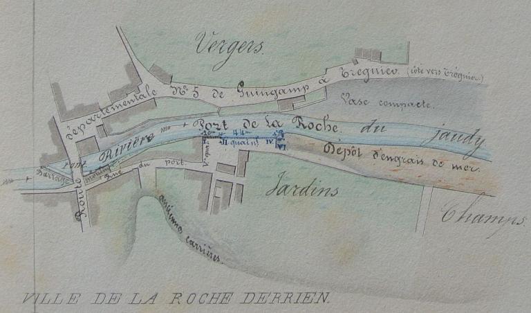Les quais, cales, embarcadères et ponts sur la commune de La Roche-Derrien (fusionnée en La Roche-Jaudy en 2019)