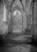 Retable, tabernacle, gradin d'autel (retable architecturé) : la Donation du rosaire, église paroissiale Saint-Ronan (Locronan)