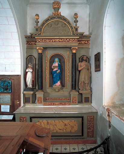 Ensemble de l'autel de sainte Anne : autel, 2 gradins d'autel, retable