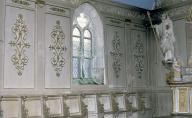 Retable, stalles (retable à panneau plat), église paroissiale Saint-Vinoc (Plouhinec-29)